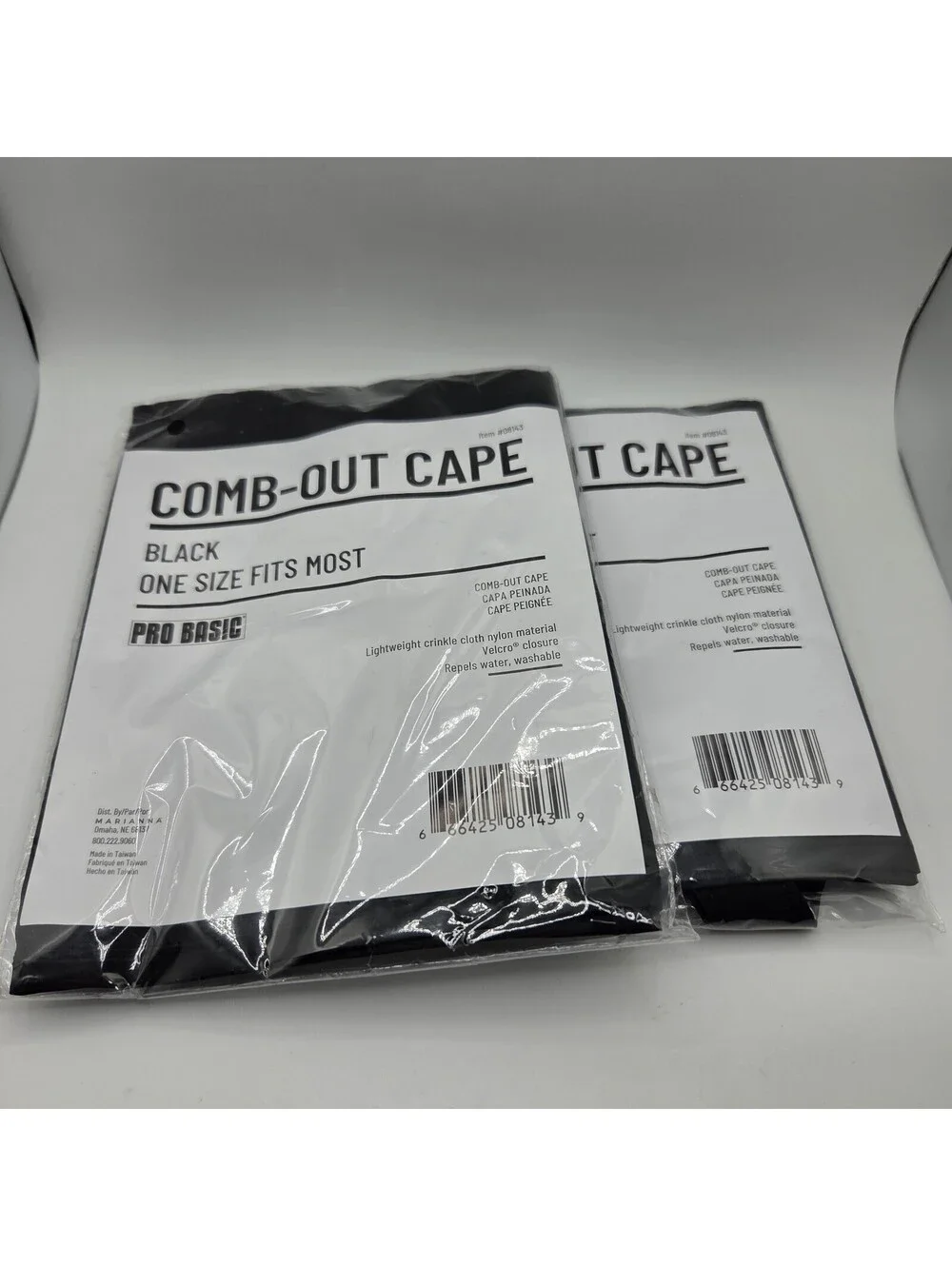 Pro Basic Comb Out Cape Set Of 2 Black - One Size - Lightweight Nylon Washable